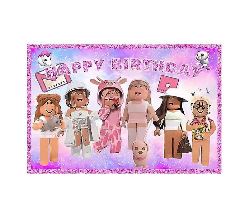 Pink Birthday Backdrop Banner with Bright Print, Durable Thick Fabric, Foldable for Party Decor