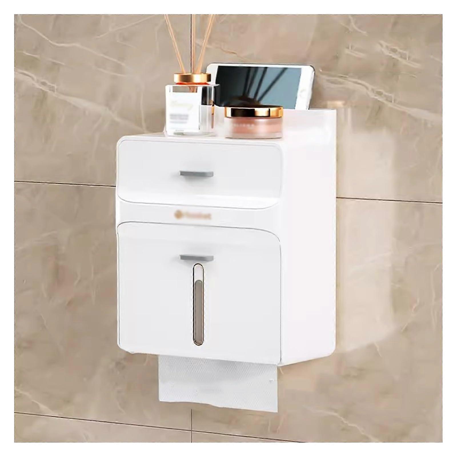 Wall Mounted Tissue Box Punch  ABS Holder for Bathroom Kitchen Living Room Space Saving Design