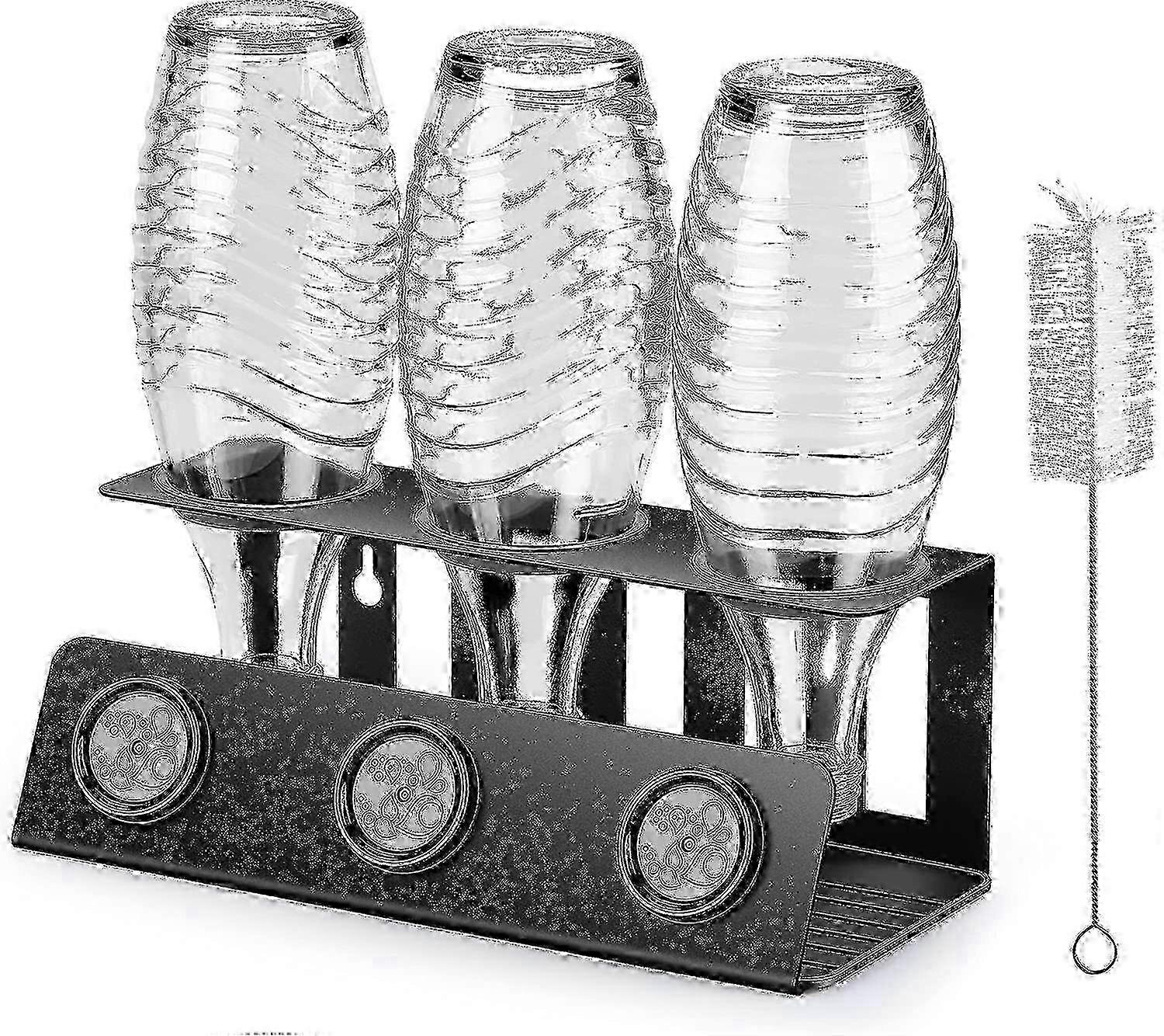 Triple Function Bottle Holder - Drip Tray & Lid Organizer for Sodastream