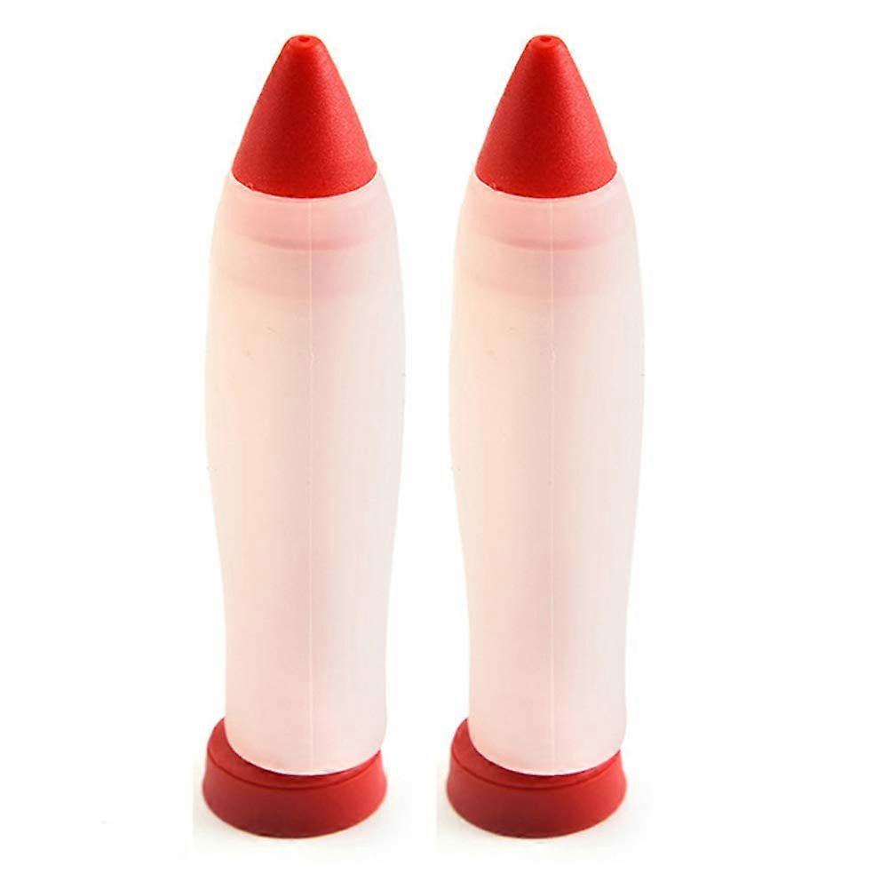 Cake Decorating Pen Set for Precise Chocolate Writing, Reusable Silicone Icing Tool  Red 2pcs