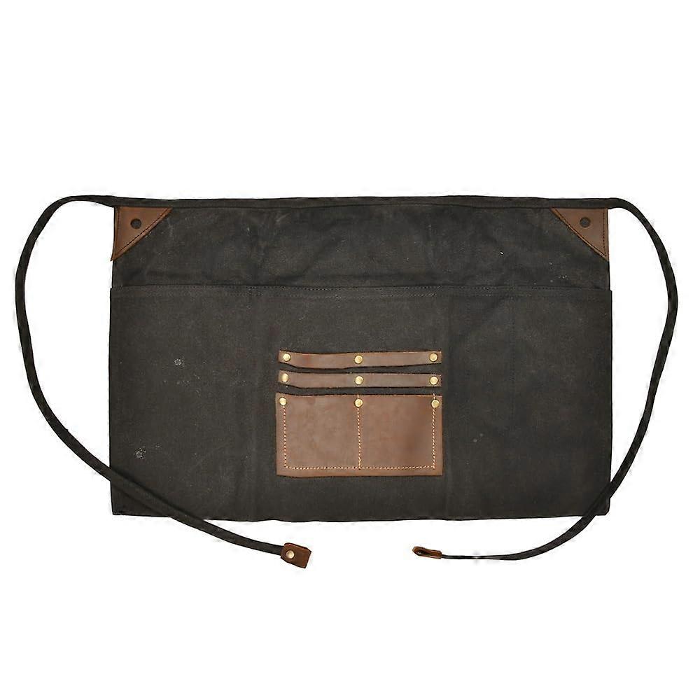 Black Canvas Waist Apron with Multiple Pockets for Restaurant and Coffee  Use