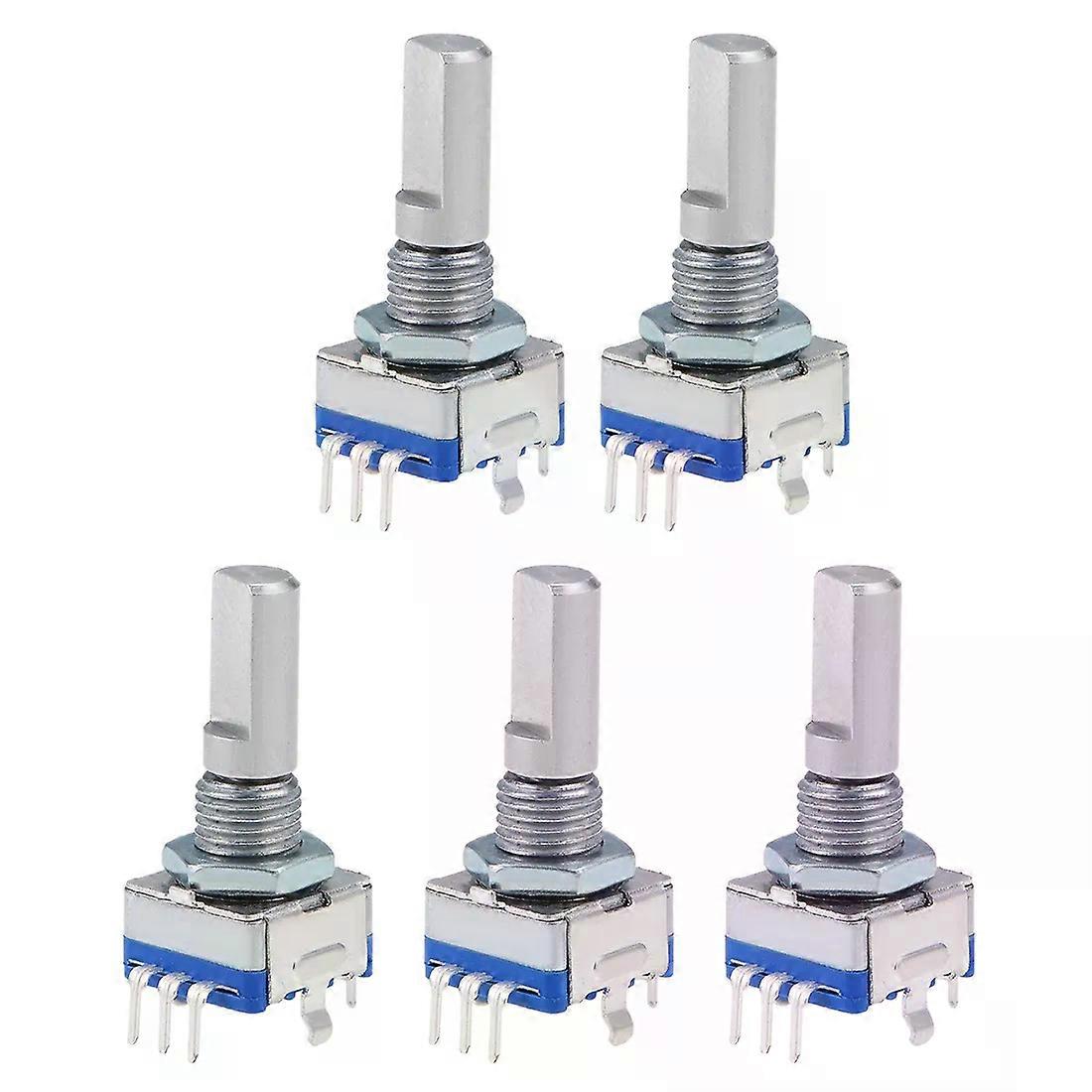 5pcs 360 Degree Rotary Encoder Code Switch Digital Potentiometer EC11 5 Pins 20mm D-Shaft