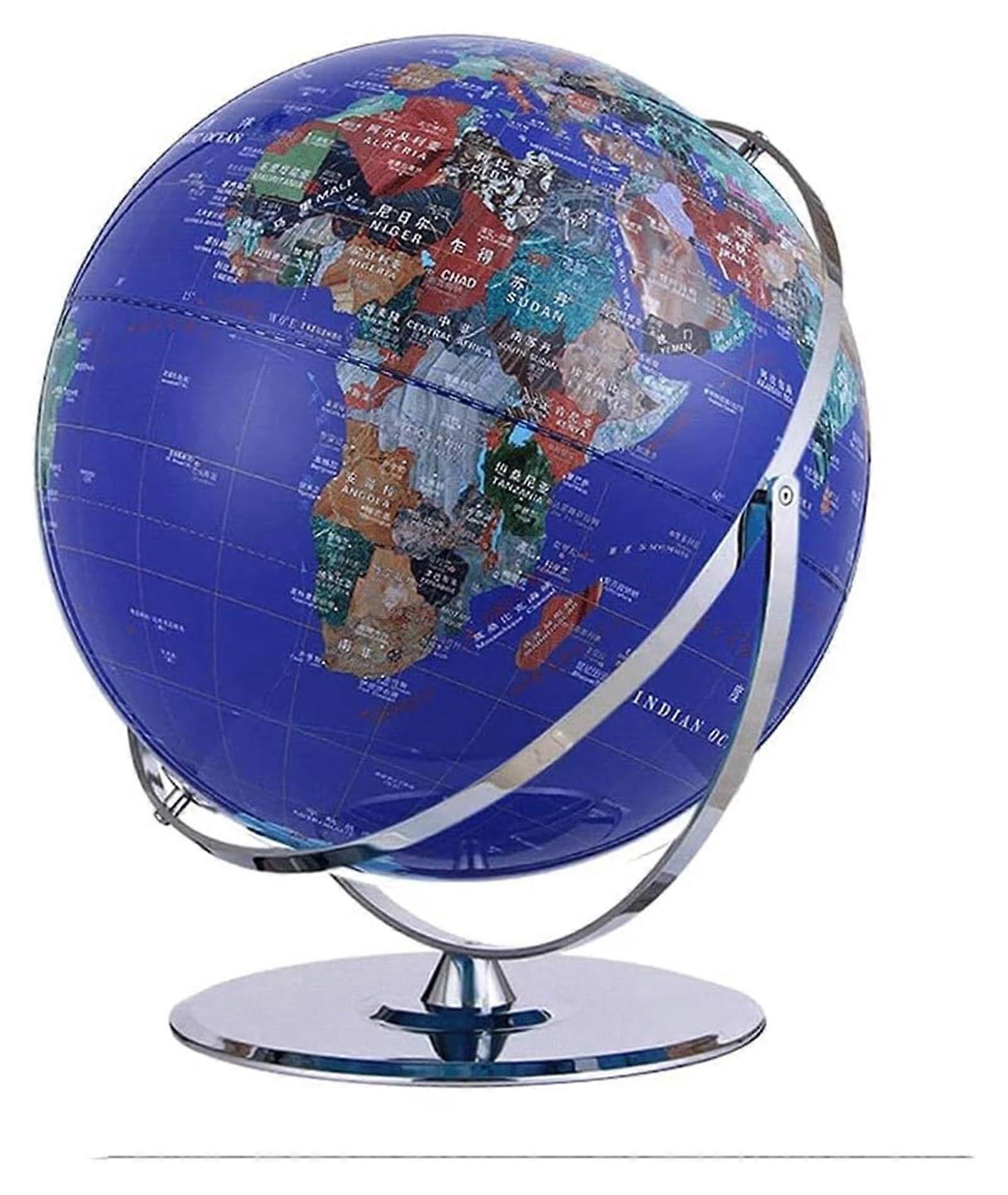 Globo terrestre bilíngue grande de 16,5 polegadas com iluminação LED e base de metal resistente para escritório de mesa.