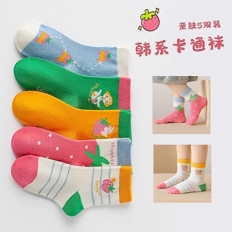 5 Pairs Kids Cotton Tube Socks 1-16 Years Soft Comfortable Warm Cute Elastic