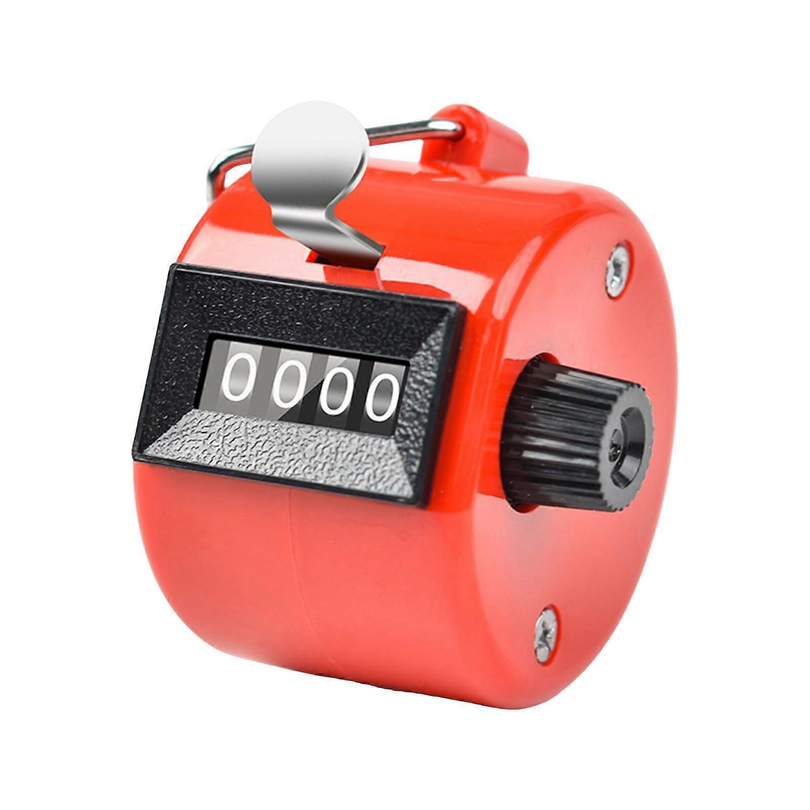 Hand Tally Counter Red 4Digit Accurate Mechanical Clicker for Coaching and Event Tracking