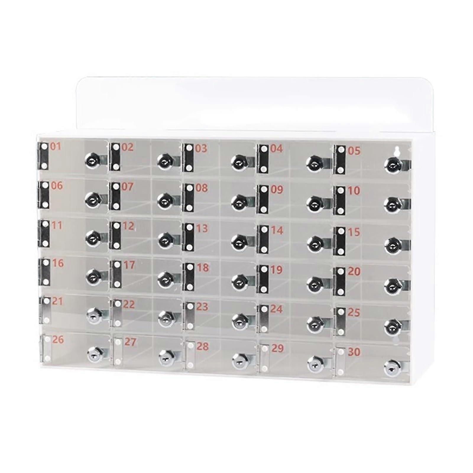 Wall Mounted Acrylic Cell Phone Lock Box with Secure Locking System and Numbered Compartments for Classroom