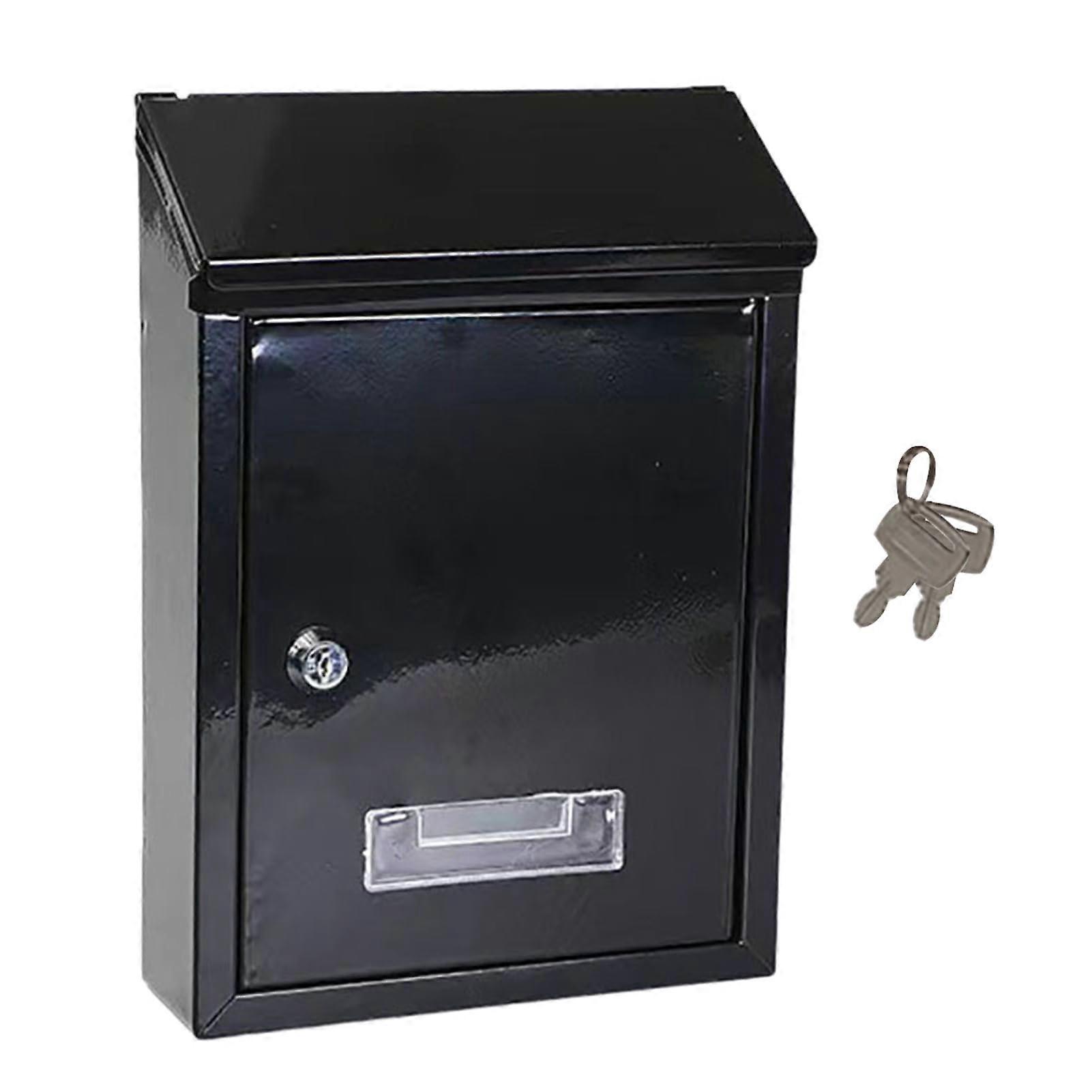 Locking Wall Mount Mailbox with Secure Keyed Lock, Large Capacity Metal Drop Box for Home and Office