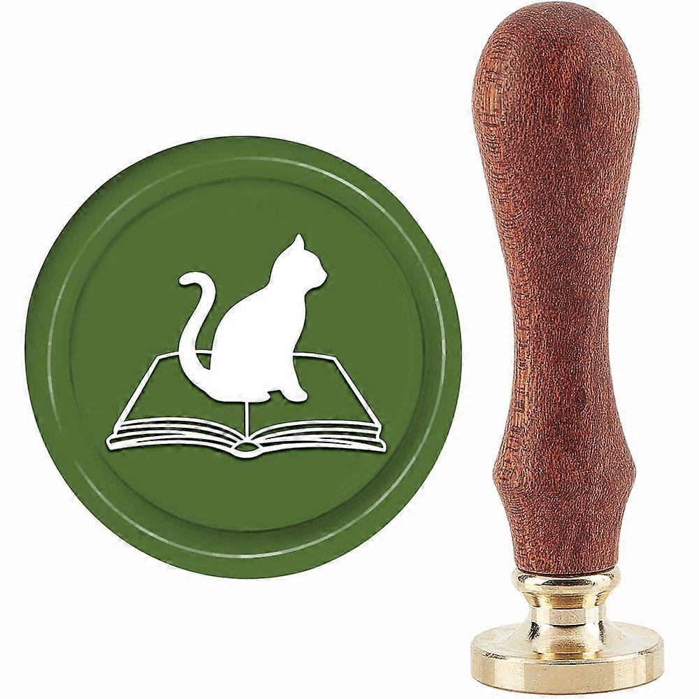 Brass Wax Seal Stamp with Handle for DIY Scrapbooking Cat Pattern 89x30mm