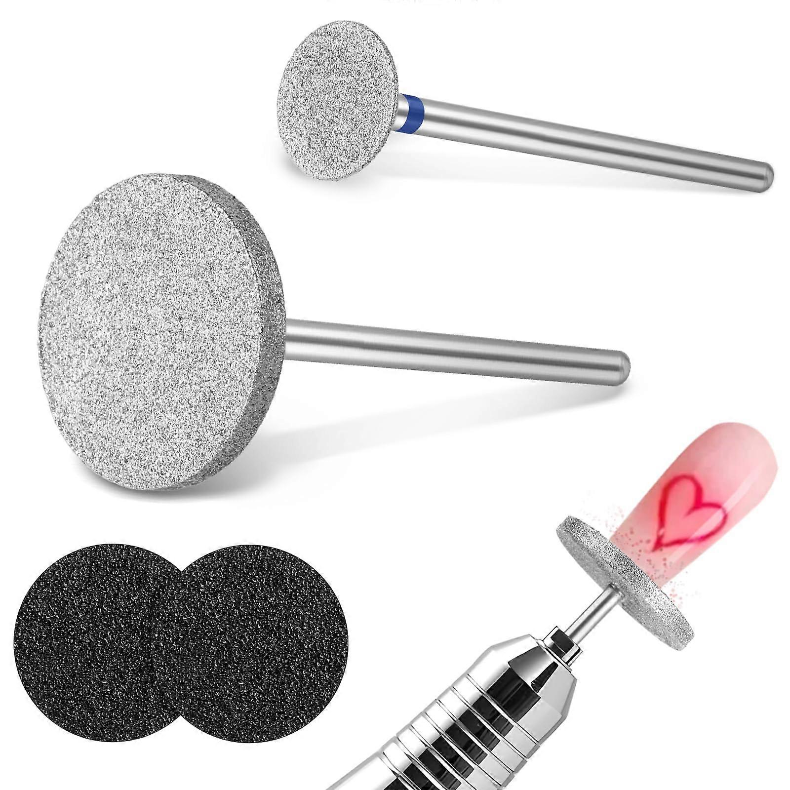 Electric Nail Drill Bits with Diamond Emery Surface, 2 Sizes Reusable Pedicure Sanding Discs