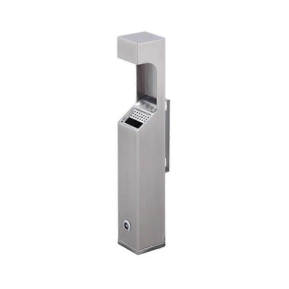 Outdoor Wall Mounted Ashtray, Stainless Steel Rainproof Lockable Cigarette Bin