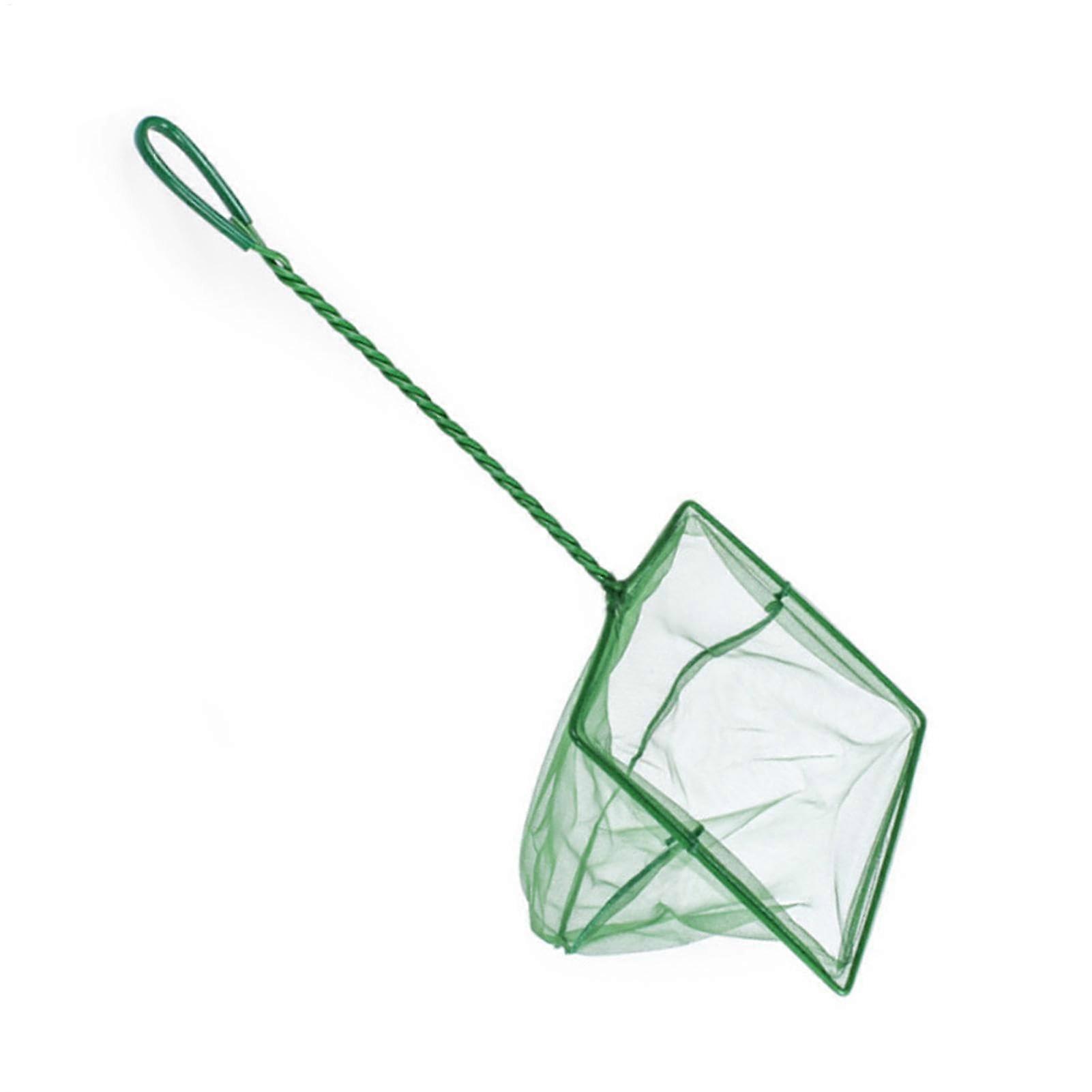Aquarium Fish Net with Fine Mesh Protection, Long Rustproof Handle, Square Skimmer for Betta, 4 Inch