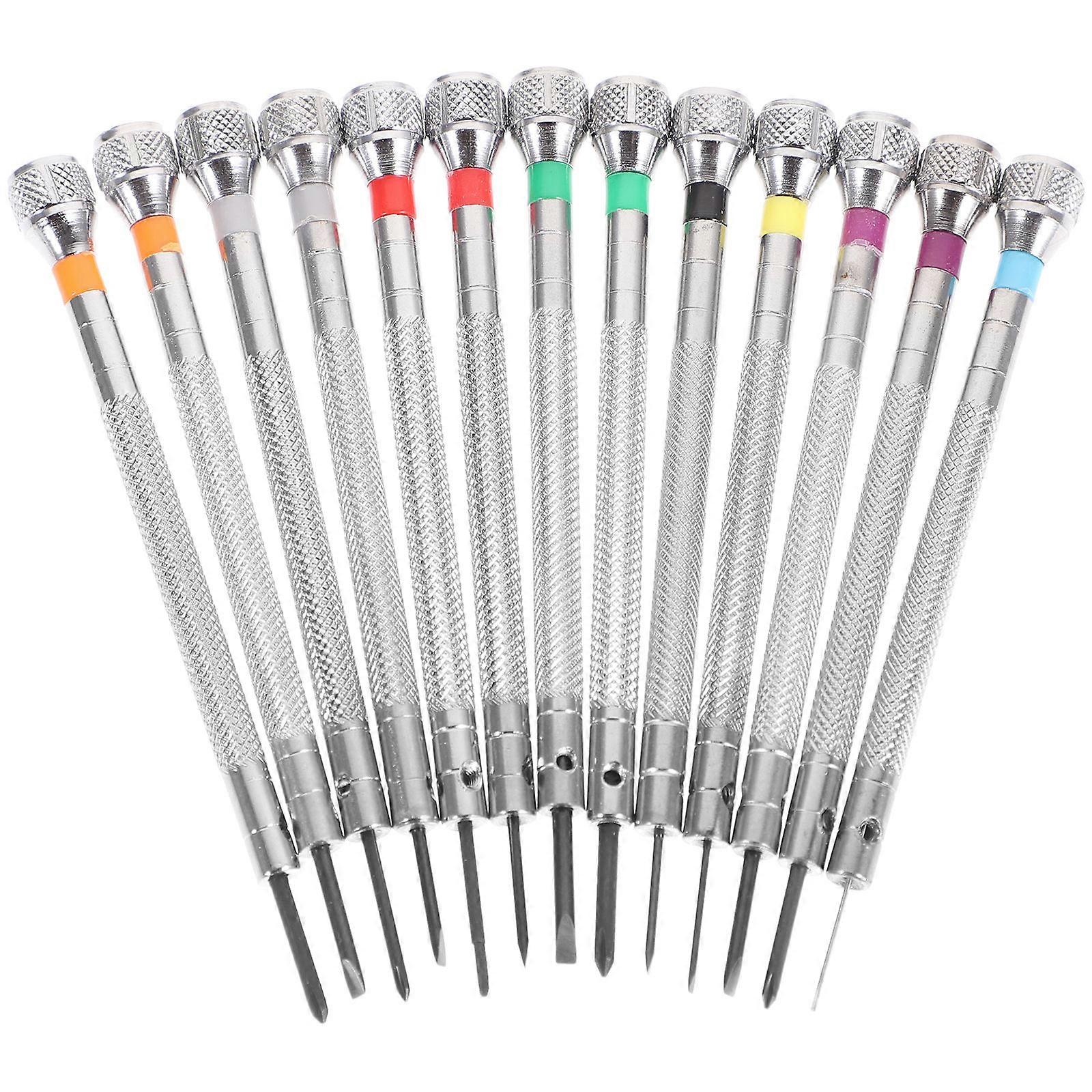 Watchmaker Screwdrivers Set for Device Repair 13Pcs Silver Precision Tools