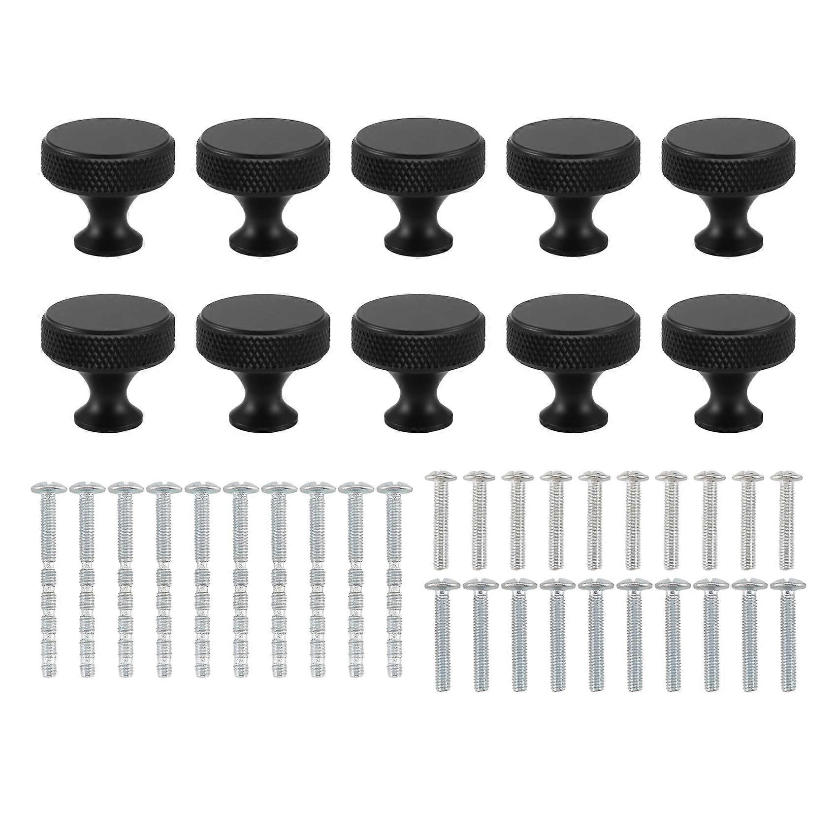 Knurled Dresser Knobs Cabinet Hardware Aluminum Knobs Black