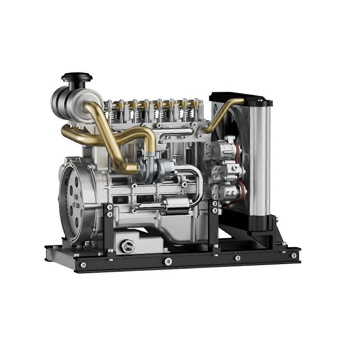 Metal Engine Model Kit 1/10 Scale Mini Inline 4 Cylinder Working Simulation with Cooling System