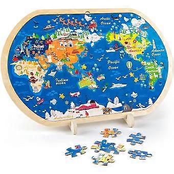 Wooden Jigsaws Puzzles for Toddlers, World Map Jigsaw Puzzles for Kids Prefect