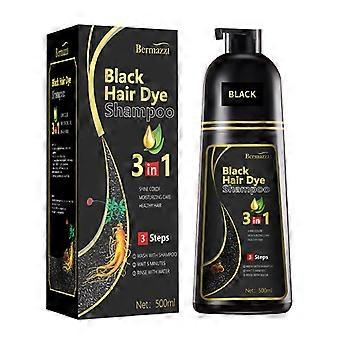 TITINY Schwarzes Haarfärbe-Shampoo 3 in 1 500 ml für graues Haar – Sofortige und langanhaltende schwarze Farbe