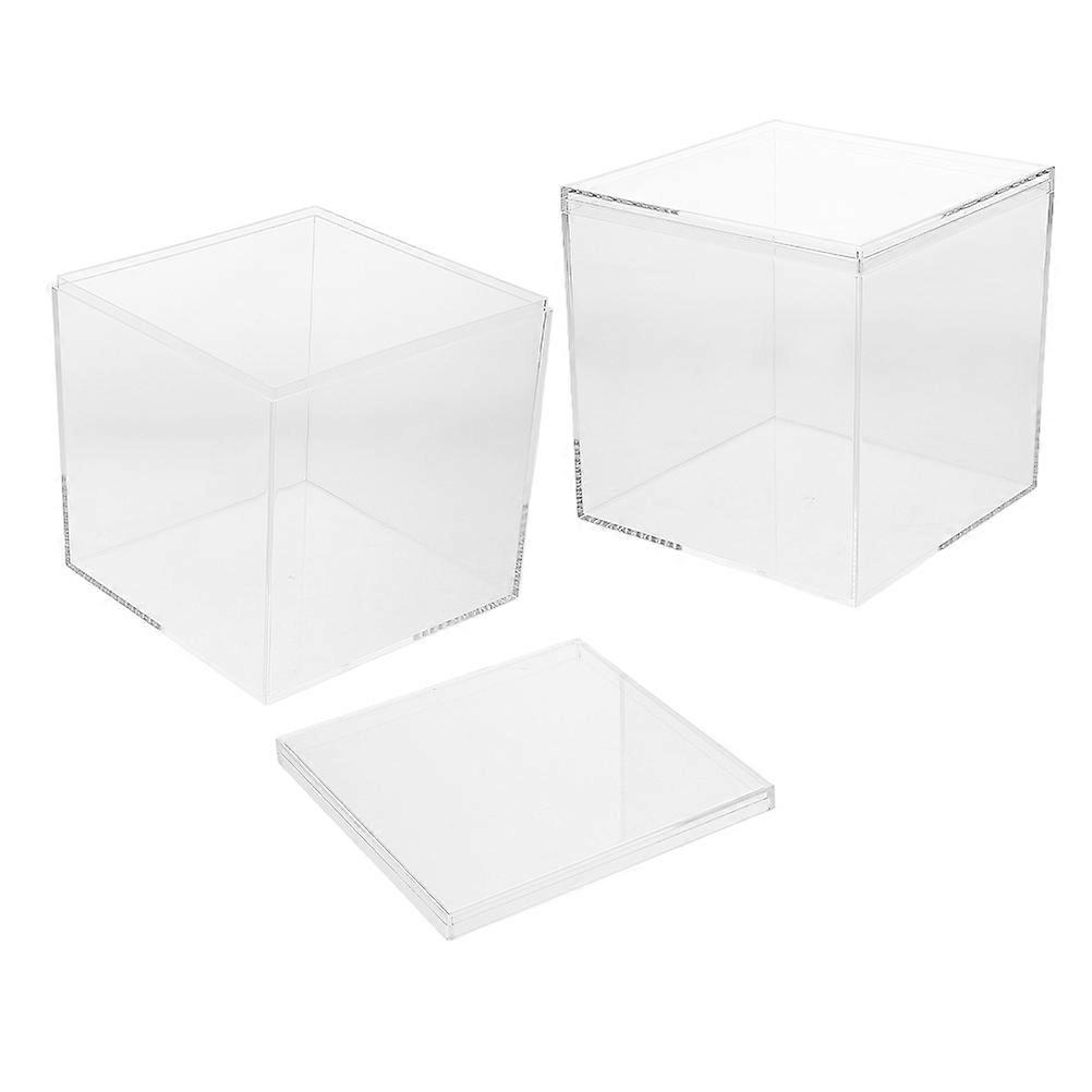 Transparent Storage Box for Wedding Clear Square Display 2Pcs Case