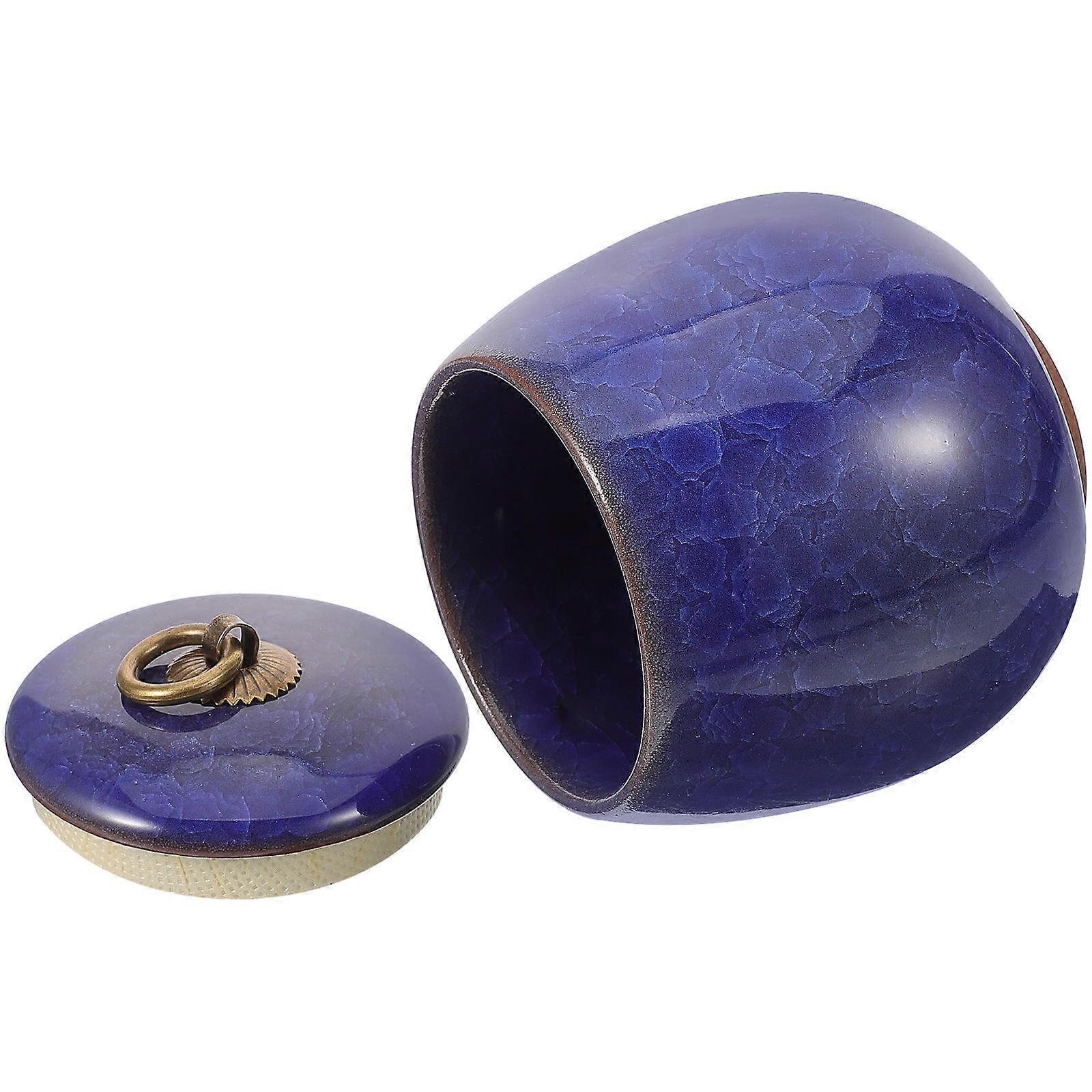 Pet Urn for Storage Ceramic Blue Cremation Ashes Container