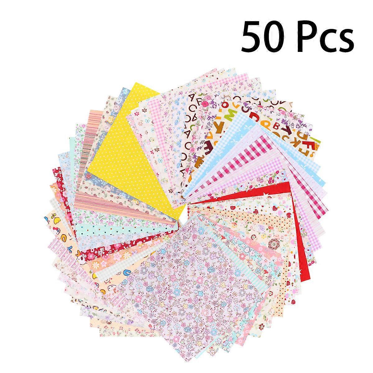 DIY Fabric Cotton Cloth Material for Patchwork 50Pcs Handmade Set