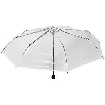 Transparenter, winddichter, tragbarer Regenschirm mit Holzgriff für Regentage und Reisen (1 Stück)