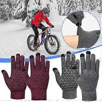 Warme Winterhandschuhe zum Tippen für Damen und Herren, Strickhandschuhe mit Touchscreen-Funktion, rutschfestem Silikongel, weichem Thermofutter und elastischem Bündchen