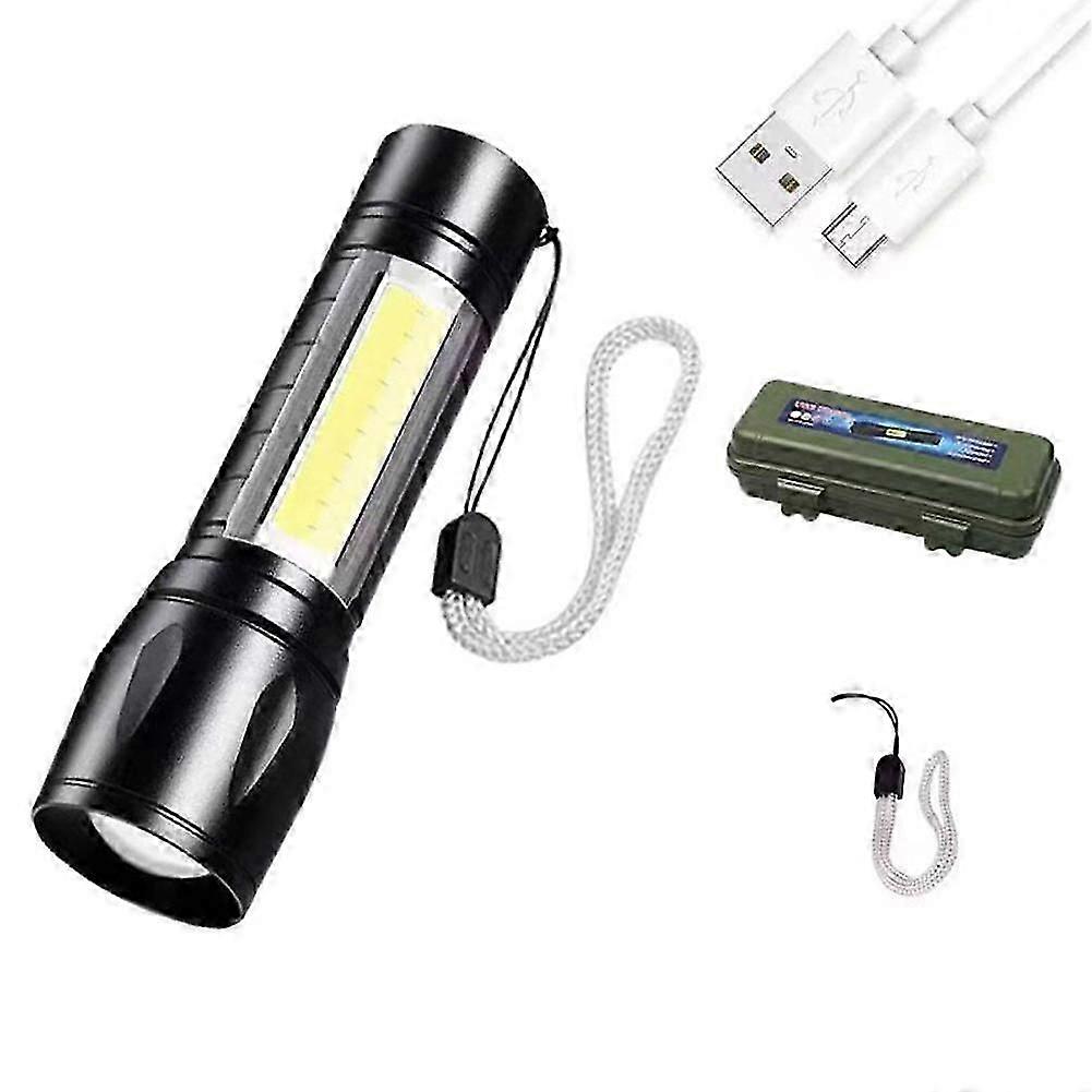 USB Rechargeable Flashlight Mini Pocket Flash Light COB LED