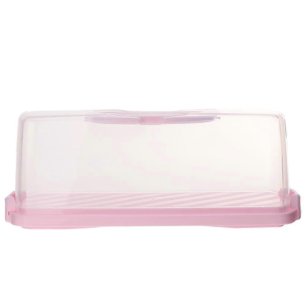 Cake Carrying Box Rectangular for Storage Pink Transparent Multi-Use