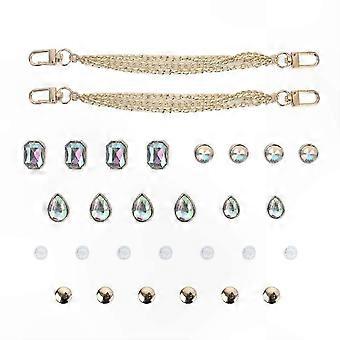 29pcs Shoe Accessories Set, Crystal Slipper Decor, Strap Accessories, Sandal Decoration, Pearl Embellishments QG