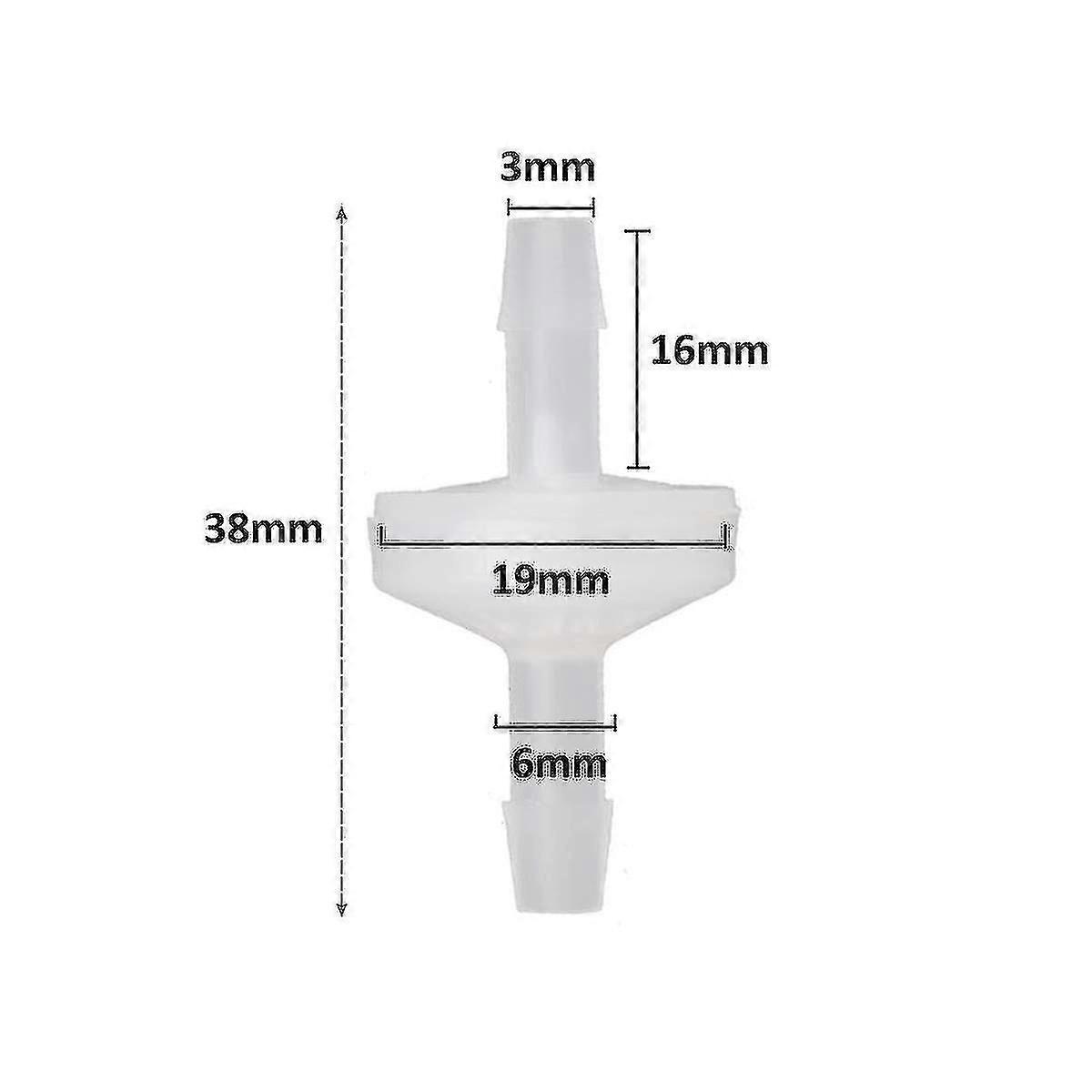 8 st 1/4 tums backventil 6 mm Pvdf envägsventil inline backventil