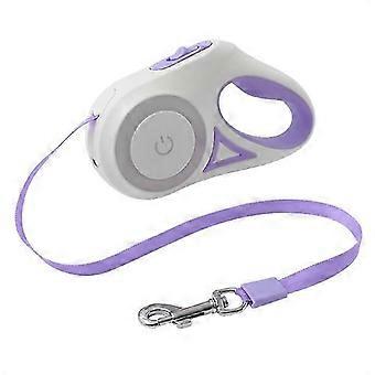 Uitschuifbare hondenriem met LED-zaklamp en rem die met één hand te bedienen is, geschikt voor kleine en middelgrote honden.
