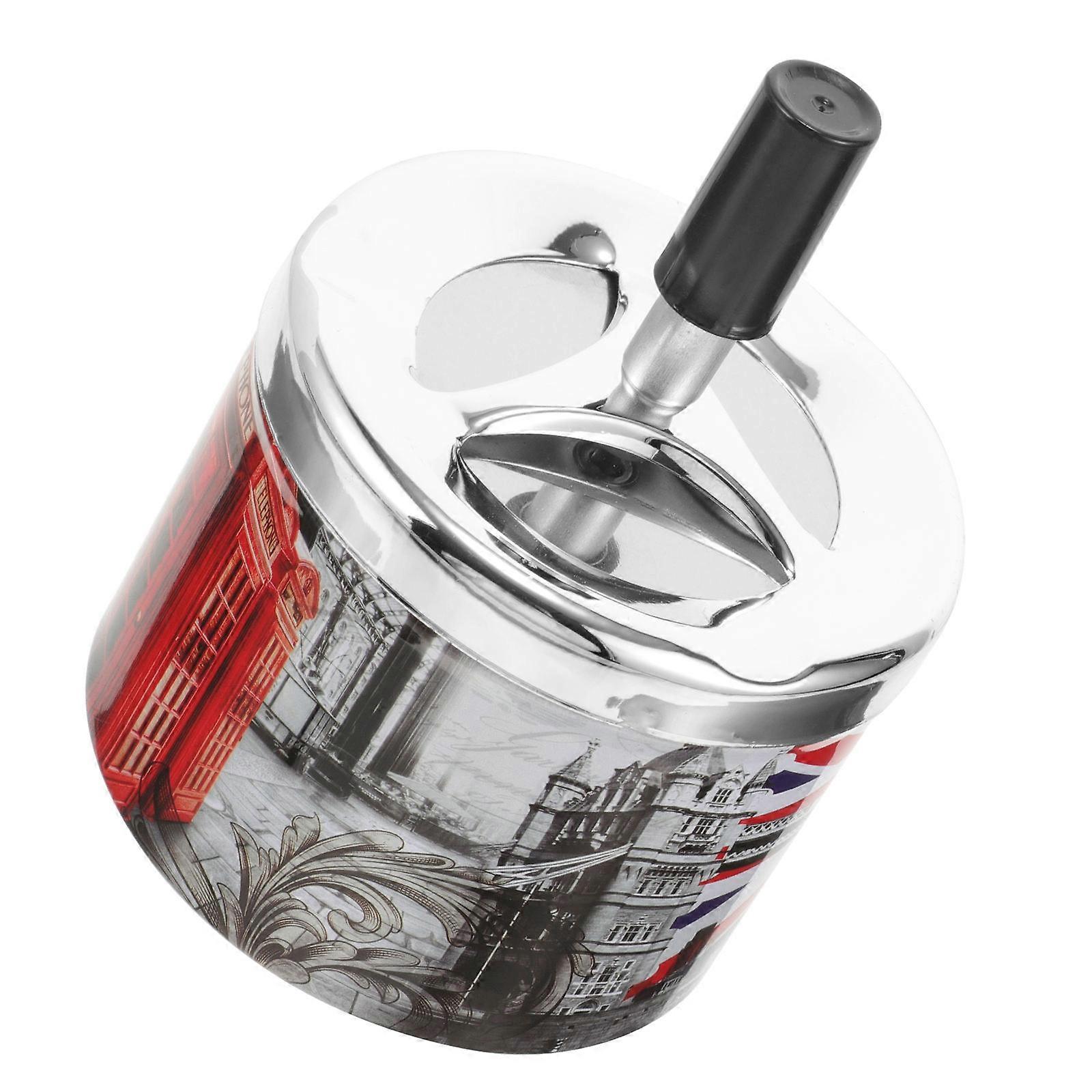 Automatically Extinguished Silver Metal Ashtray for Desktop Use
