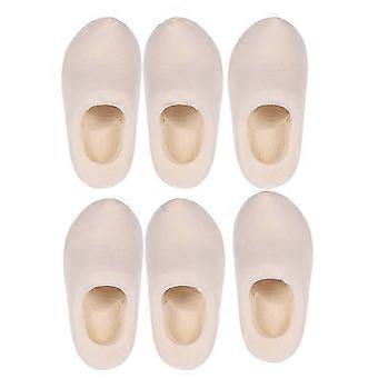 Miniature Wooden Shoes for Doll House Decoration, DIY Craft, 3 Pairs, Beige