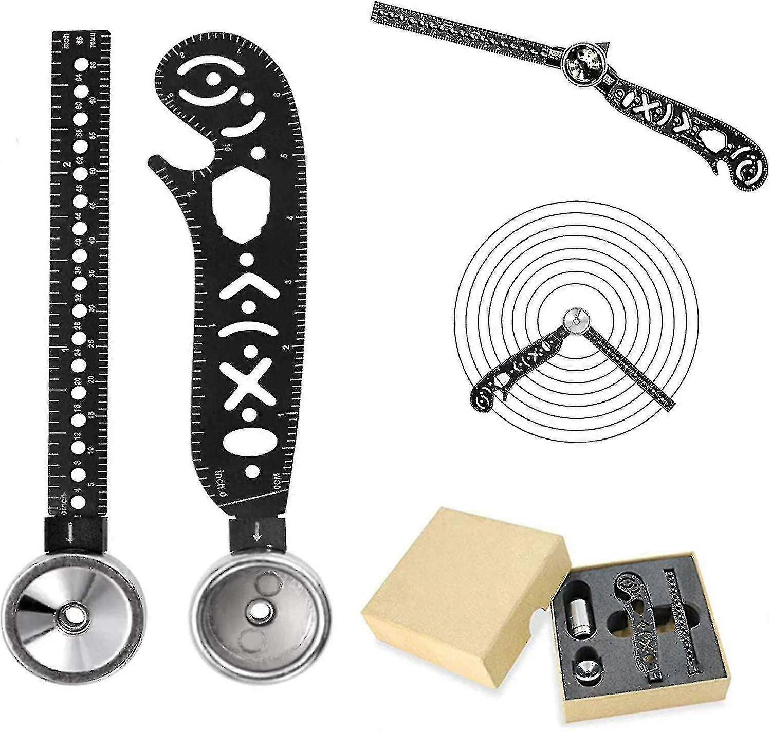 Multifunction Drawing Tool Versatile Drawing Curved Magnetic Ruler Protractor Combo And Mini Compass