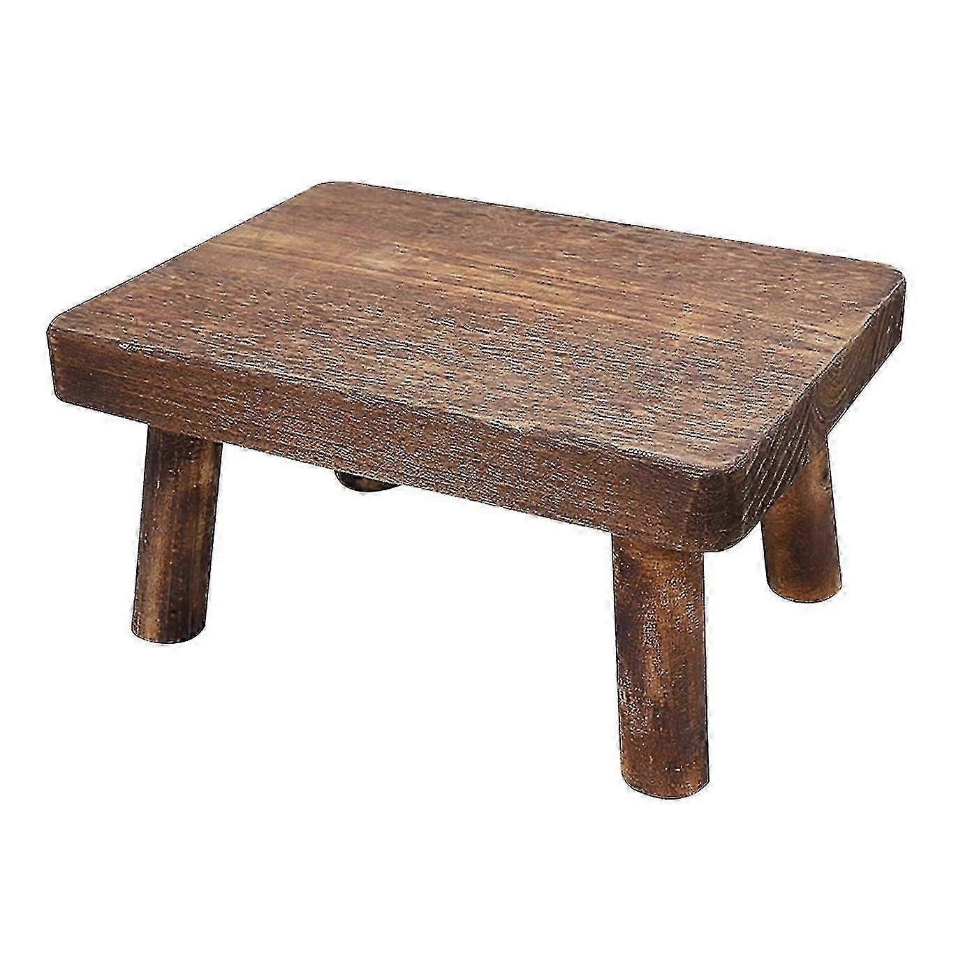 Solid Wood Step Stool for Kitchen Living Room Closet, Durable Sturdy Rustic Design Small Stool