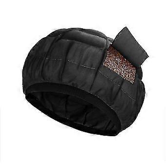 Cordless Microwavable Flaxseed Heat Cap for Deep Conditioning C 100% Natural Cotton, Black