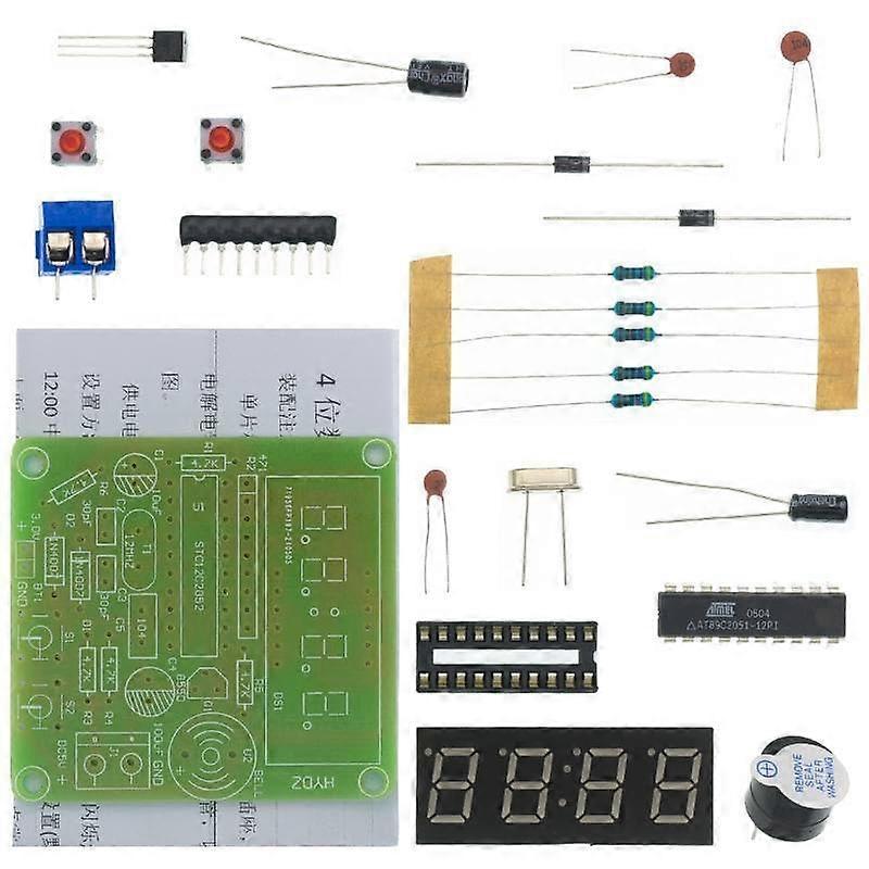 AT89C2051 4Digit Digital Clock DIY Kit, MicrocontrollerBased HandsOn Learning Project for Students