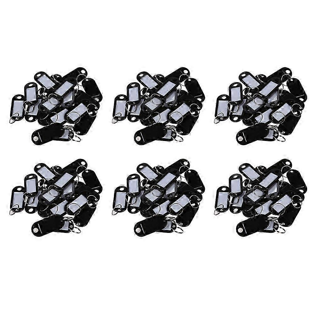 120 Pcs Key ID Label Tags Split Ring Keyring Keychain Black