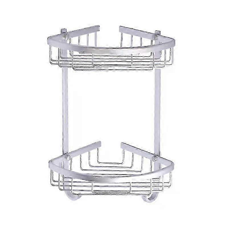 Bathroom Kitchen Triangular Aluminum Wall Mount Shower Shelf Storage Rack Basket(1 Pcs, Silver)