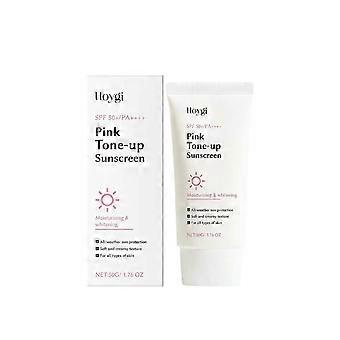 Soothing Pink Tone Up Sunscreen, Mineral Sunscreen for Dehydrated Skin, Lightweight, Non-Greasy Formula, Skin Tone Correction, SPF 50+