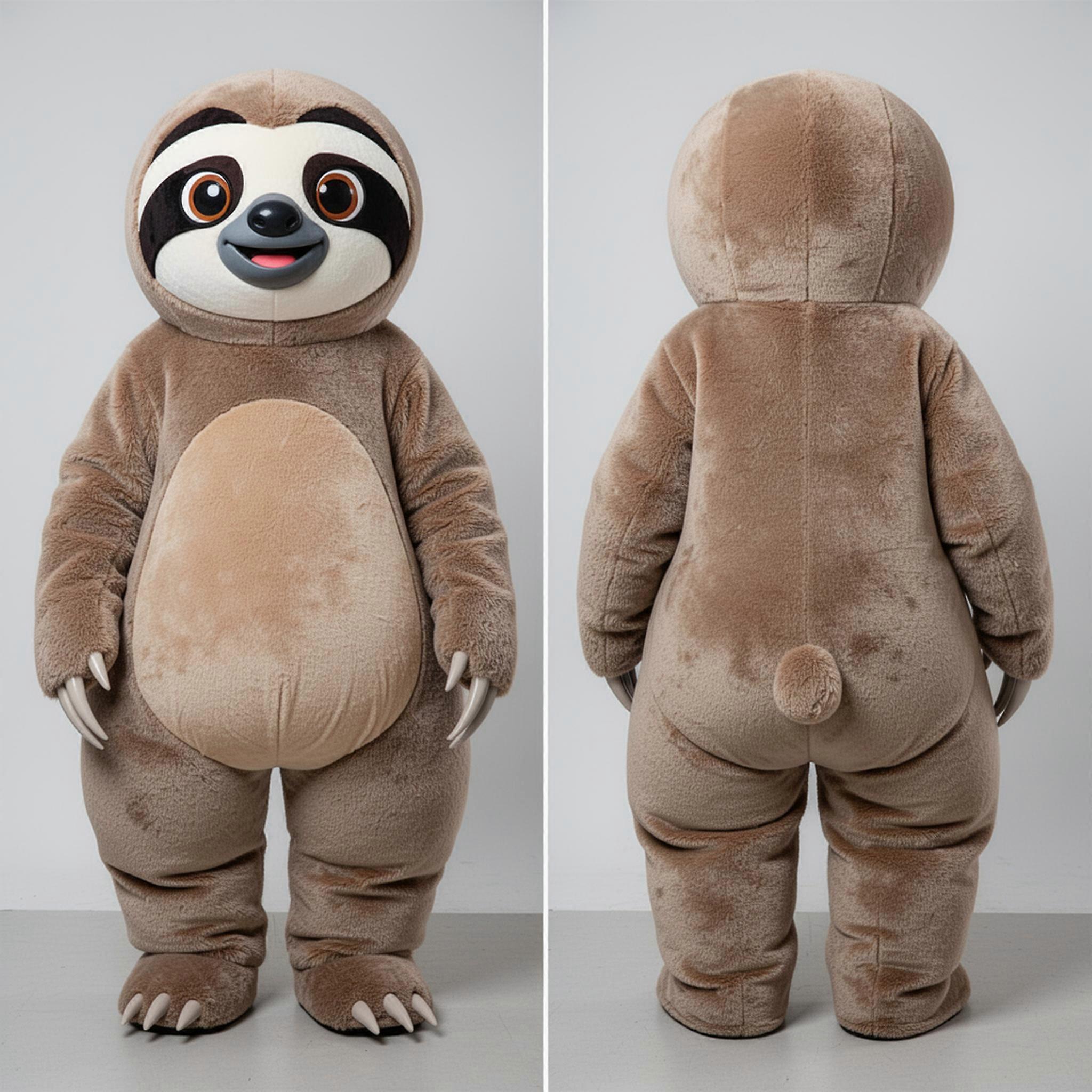 MASTICOT Olive Green Velvety Sloth Mascot