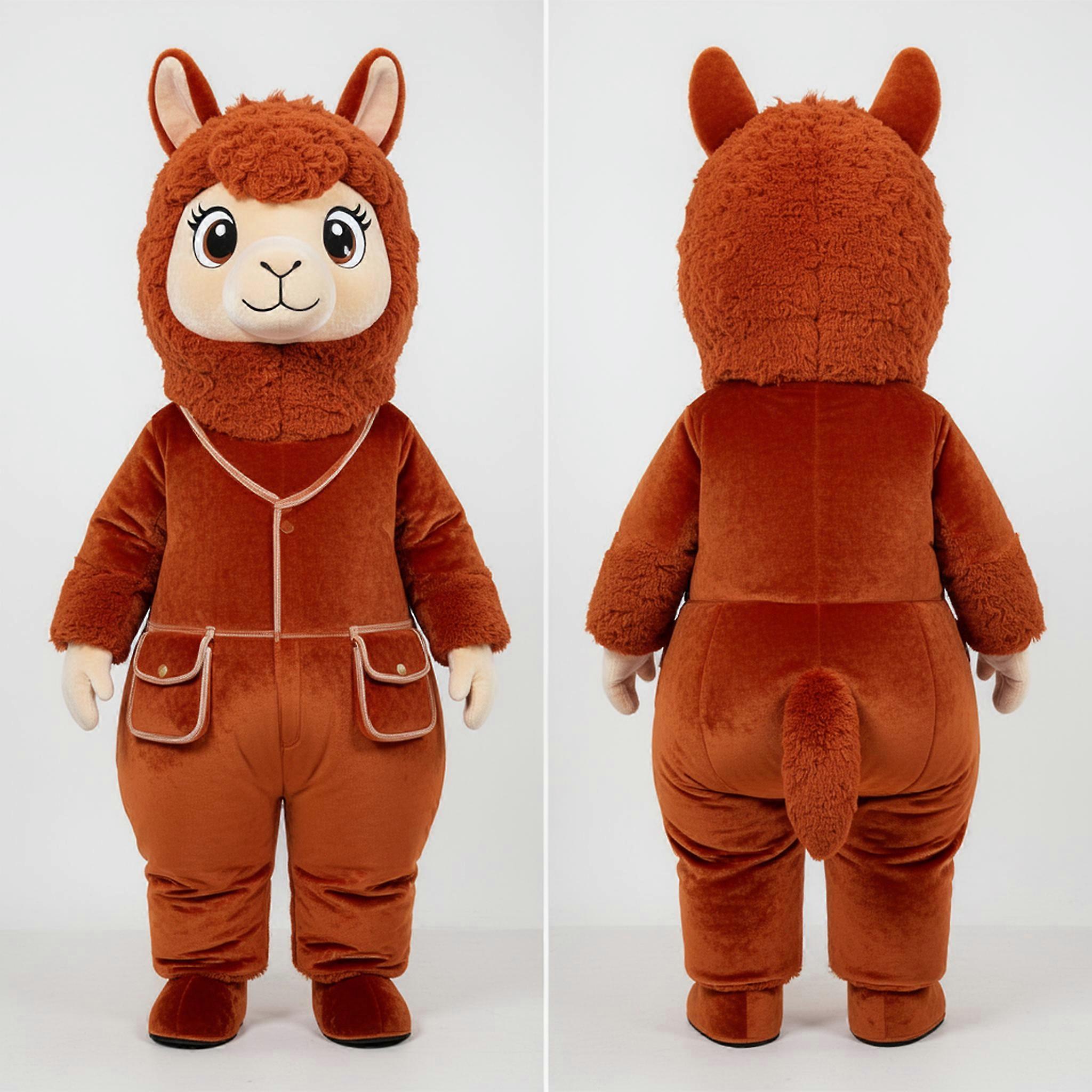 MASTICOT Rust Orange Cuddly Alpaca Mascot