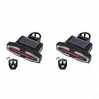 Cycling Safety 2X Solar Bike Tail Light with Turn Signal Warning, USB Rechargeable, Wireless Remote Control