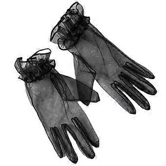 Prachtige polslengte tule handschoenen met lange vingers korte handschoenen voor bruiloft