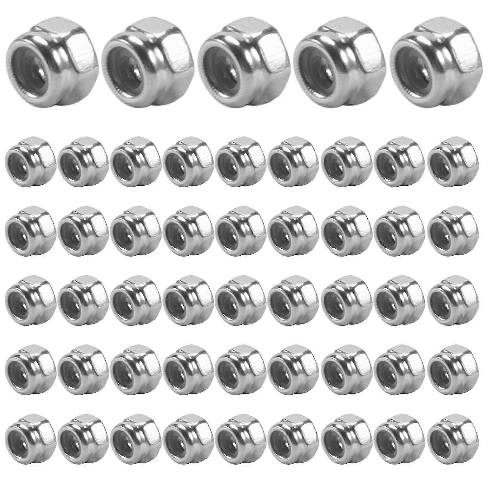 50pcs M2 Zinc Plated Self-Locking Nylon Insert Hex Lock Nuts