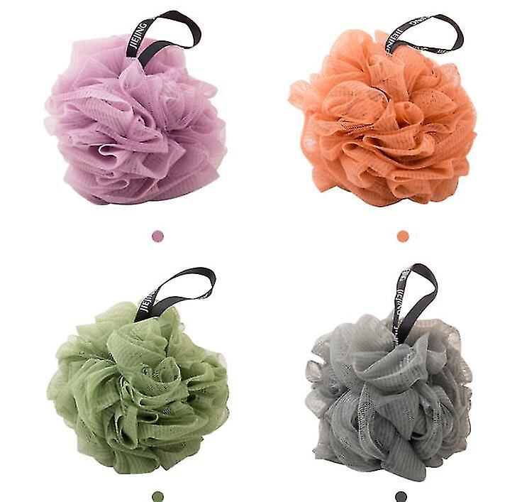 4-pack badsvampar duschluffabollar nät bulkpuffar 60g