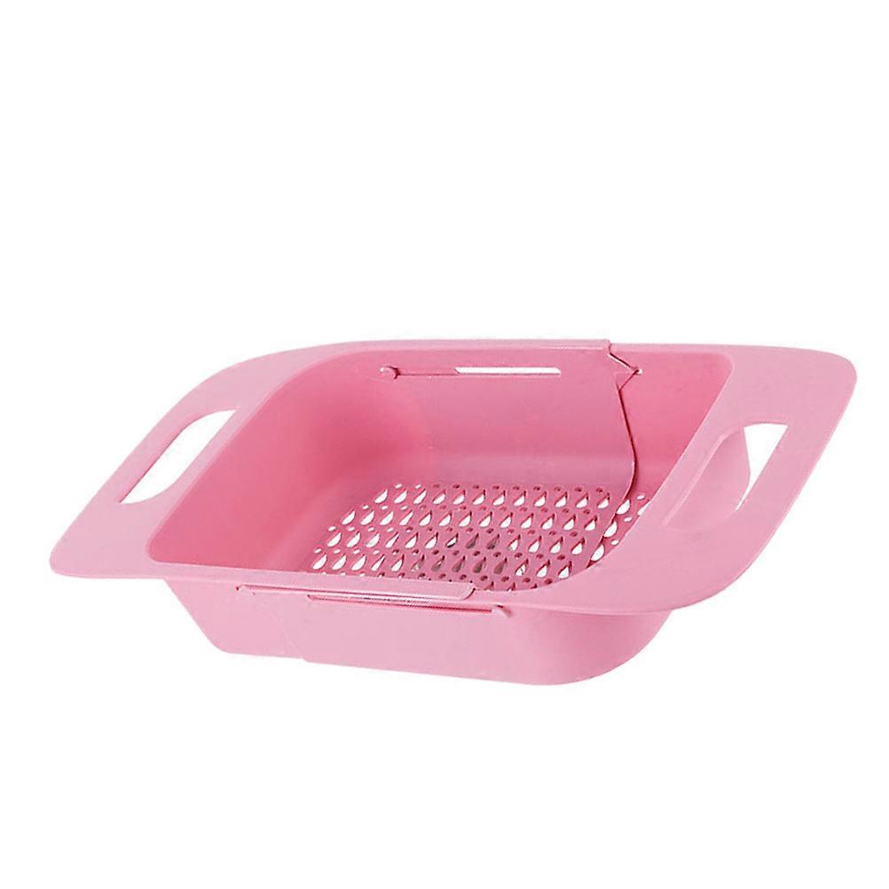 Pink Multifunctional Retractable Kitchen Drain Rack for Fruit Storage 2Pcs