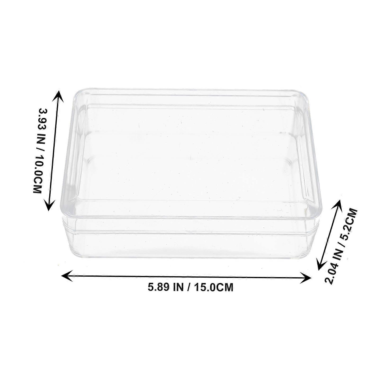 Transparent Packing Box Rectangular Storage Box for Snack 2Pcs with Cover