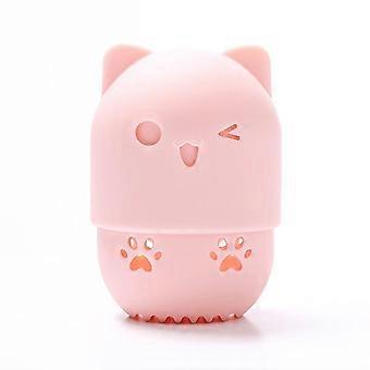 Cute Silicone Makeup Sponge Holder Cat Shaped Sponge Rack Powder Puff Case Cosmetic Blender Sponge Box Makeup Egg Drying Case