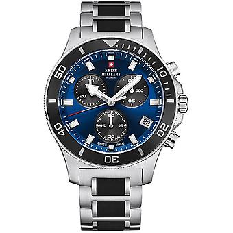 Swiss militære Chrono Quartz analog man Watch med SM 34067.02 rustfritt stål armbånd