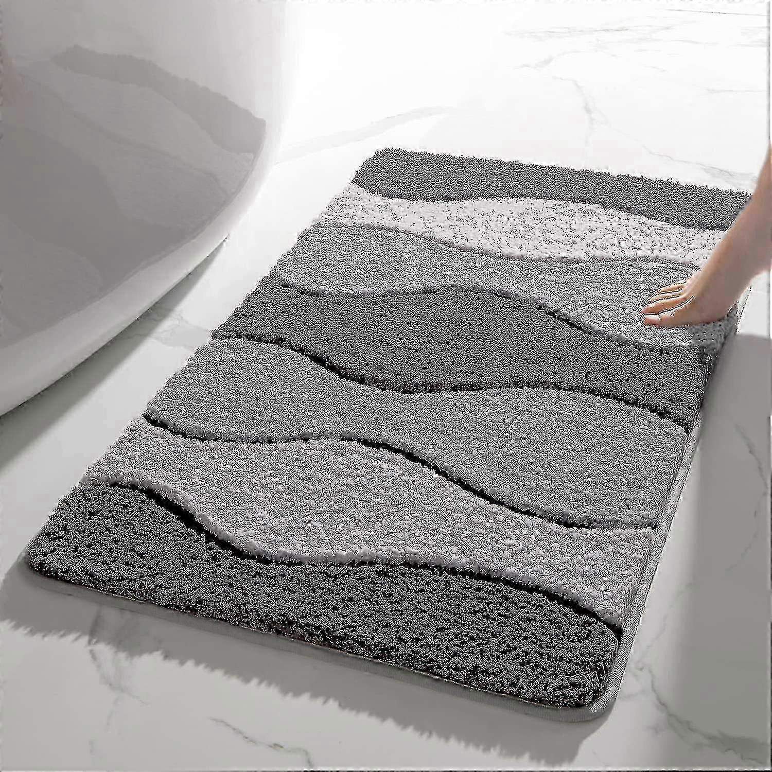 Thick Textured Grey Non-Slip Bath Mat